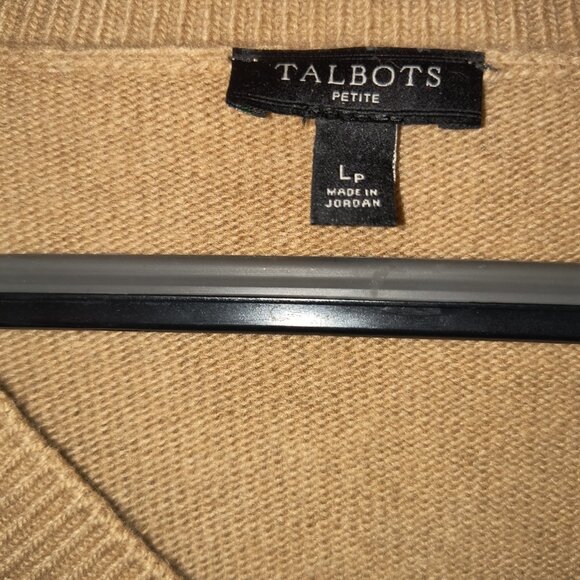 (3) Talbots V-Neck Sweaters - Tan, Lt. Rose, Blue - Size Petite Large - Picture 3 of 14